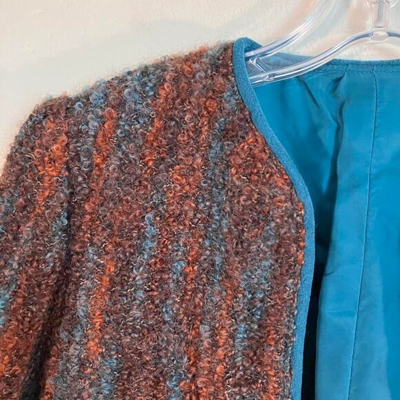 Brown and blue vintage 80s textured wool blazer‎ Medium - Picture 2 of 5